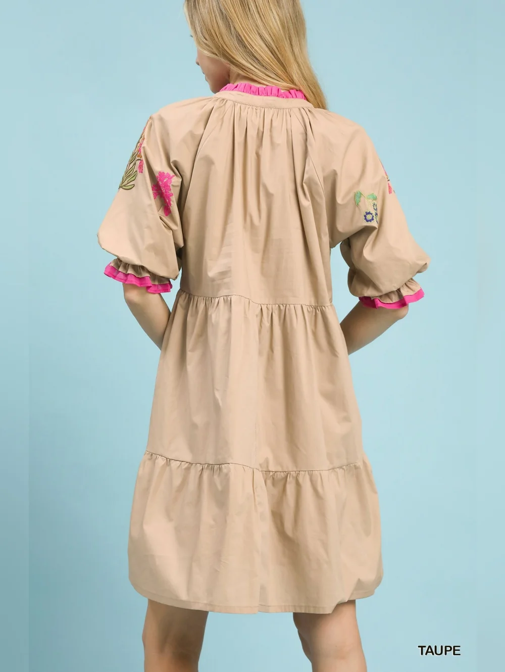 Umgee Embroidered Floral Tiered Babydoll Dress - Picture 4 of 6